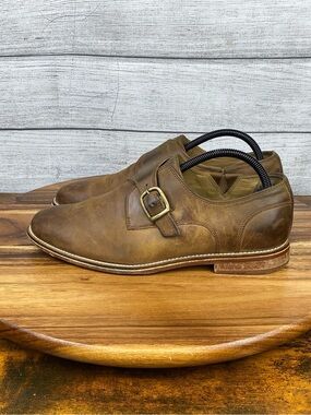 J Shoes Templar Classic Single Monk Strap Loafer Oxford Brown Leather Men’s Sz 8